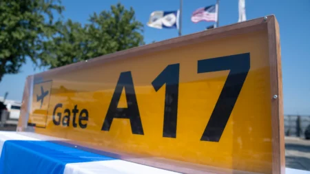 Newark Airport Gate A17 Sign Preserved for Flight 93 Memorial Newark Airport Gate A17